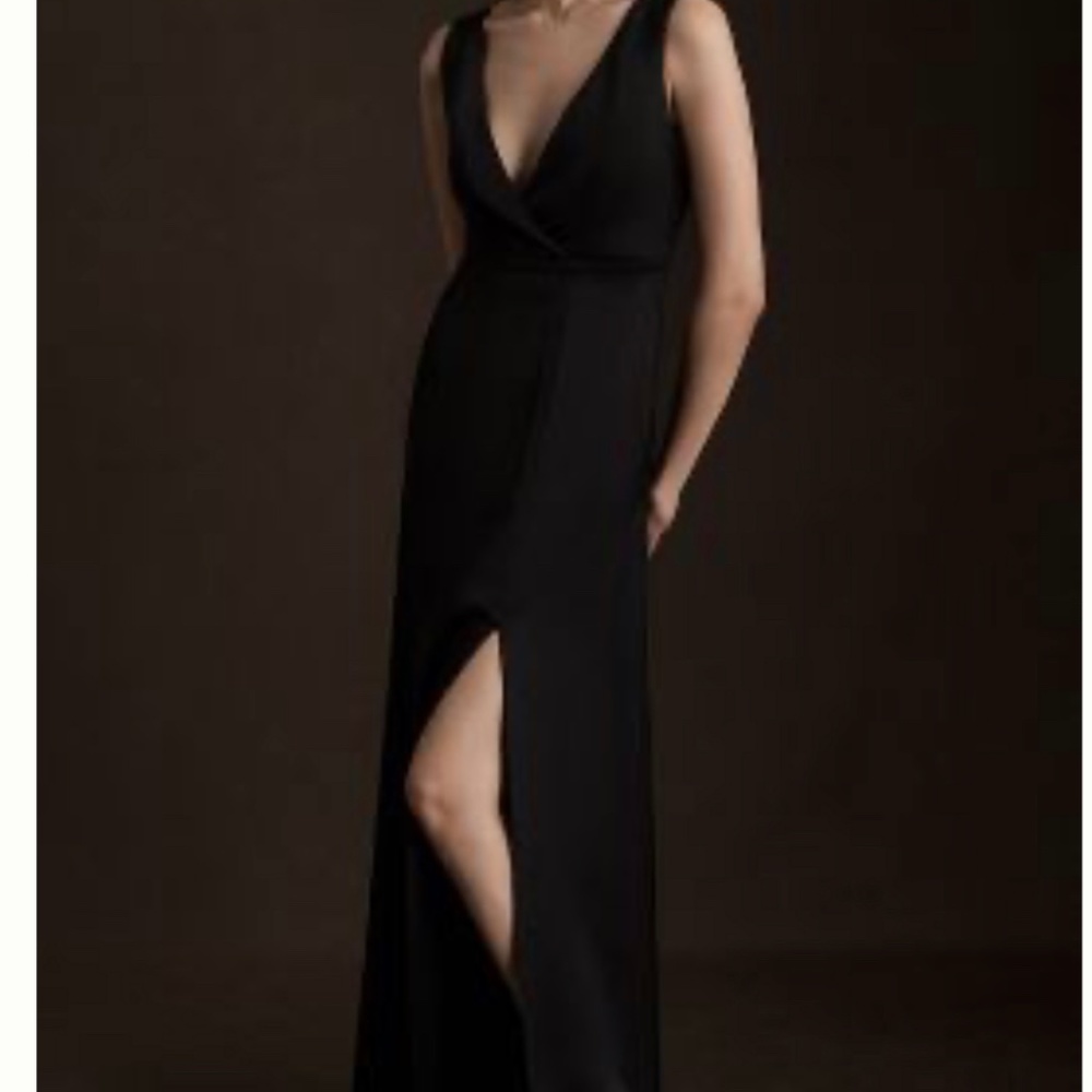 BHLDN Piper Satin Charmeuse Dress, black